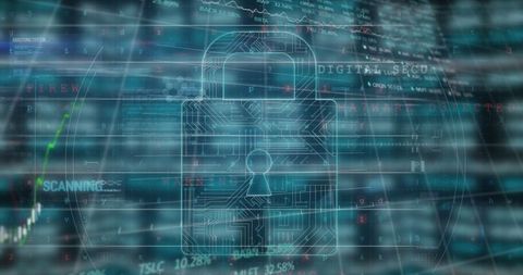 Cybersecurity Interface with Lock and Code Elements
