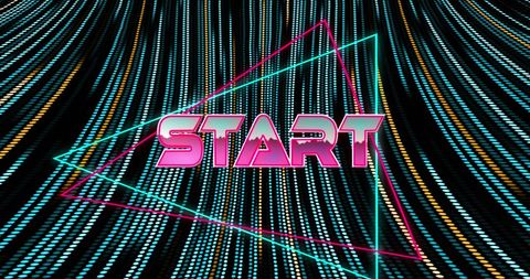 Retrowave Style START Text with Futuristic Background