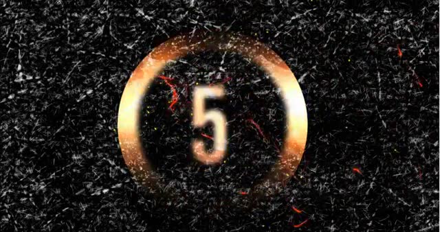 Retro styled countdown displaying number 5 on a textured, grunge background. Perfect for vintage film project introductions, thematic video edits, or vintage ambience.