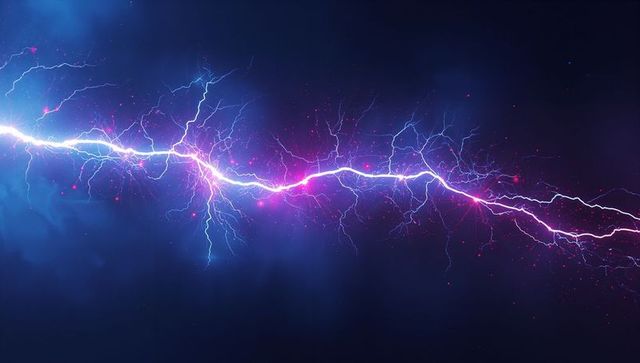 Powerful neon lightning bolt with cosmic and futuristic energy