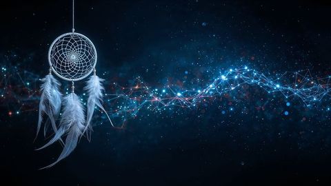 Dreamcatcher in Digital Space with Futuristic Nodes and Energies