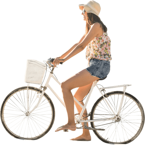 happy woman cycling on transparent background with sun hat - Download Free Stock Videos Pikwizard.com