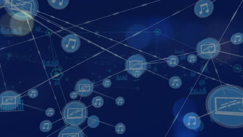 Digital Network with Multimedia Communication Icons