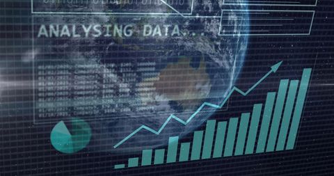 Global Financial Data Analysis with Planetary Overlay - Download Free Stock Images Pikwizard.com