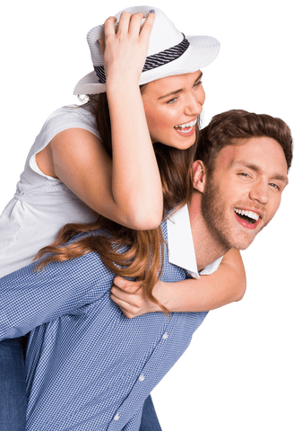 Cheerful Couple Enjoying Playful Moment, Smiling Piggyback Ride