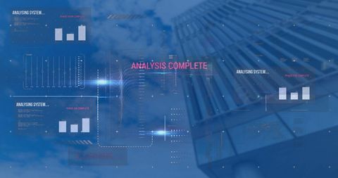 Futuristic Data Processing Interface with Skyscraper Background - Download Free Stock Images Pikwizard.com