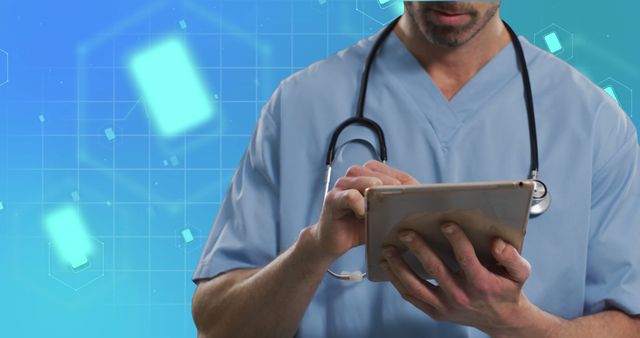 Medical Professional Using Digital Tablet in Futuristic Setting - Download Free Stock Images Pikwizard.com