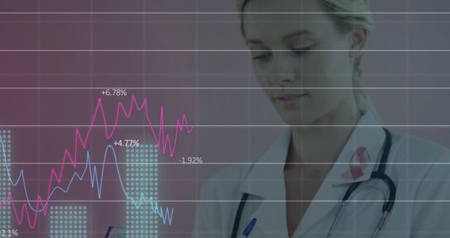 Female Doctor Analyzing Medical Data with Graphs in Background - Download Free Stock Images Pikwizard.com