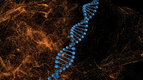 3D DNA Strand with Glowing Network Background