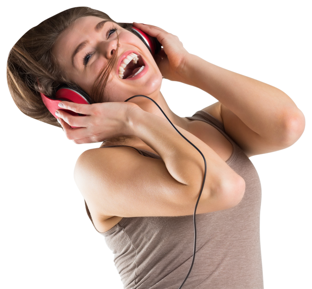 Transparent Young Woman Joyful Listening Music Headphones - Download Free Stock Videos Pikwizard.com