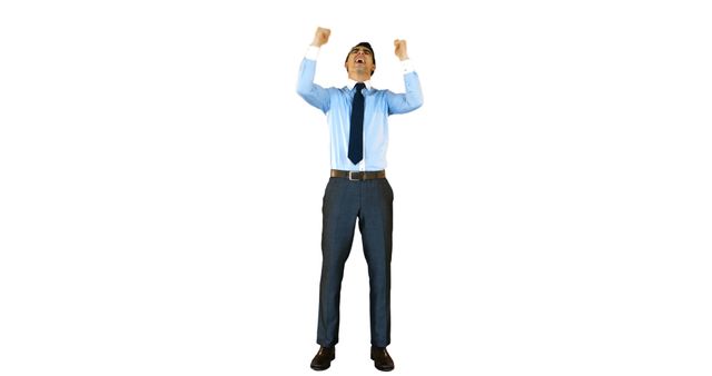 Businessman celebrating victory on white background - Download Free Stock Photos Pikwizard.com