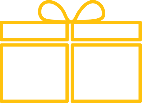 Yellow Gift with Ribbon on Transparent Background
