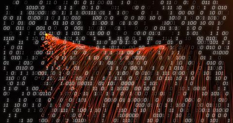 Binary Code Overlay with Fiber Optic Cables on Dark Background - Download Free Stock Images Pikwizard.com