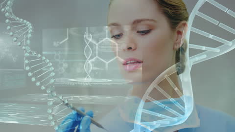 Female Scientist Analyzing DNA in Innovative Research Environment