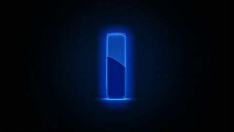 Glowing Neon Blue Battery Level Indicator with Minimalist Rounded Design and Futuristic UI