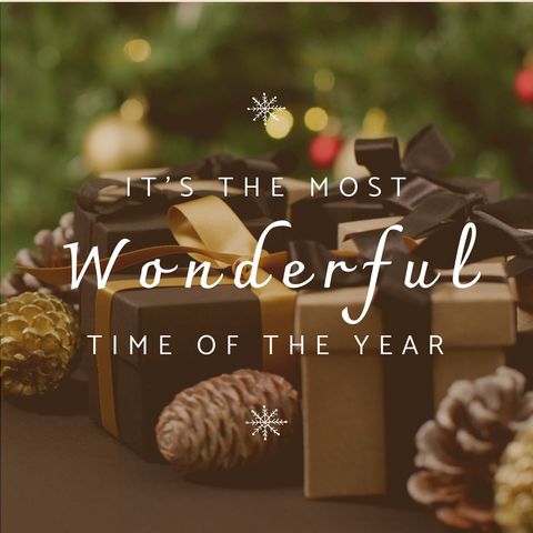 Festive gift boxes with holiday message