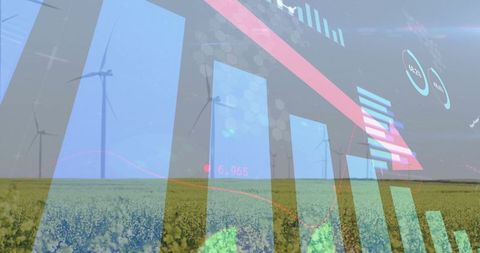 Futuristic renewable energy analytics in rural landscape