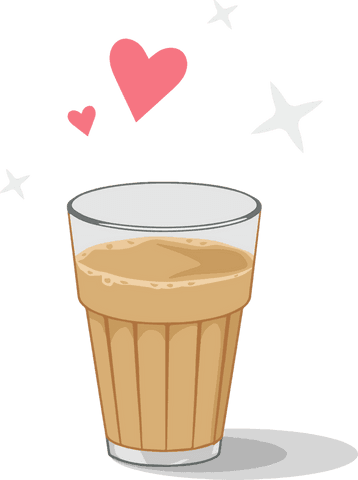 Chai Latte Love Transparent Background with Hearts and Sparkles