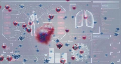 Futuristic virtual virus analysis with medical interface
