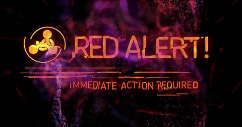Cybersecurity red alert digital interface warning graphic