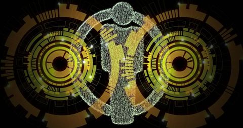 futuristic icon amidst digital data with scanning interfaces - Download Free Stock Images Pikwizard.com