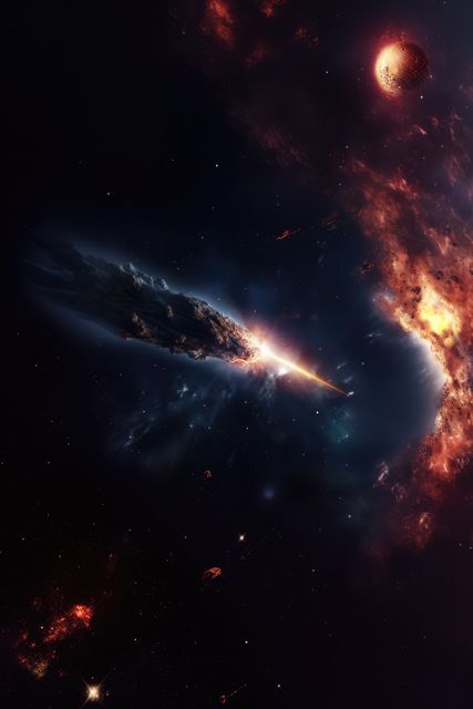 Spaceship Navigating Through Distant Galaxy in Stunning Space Artwork - Download Free Stock Images Pikwizard.com