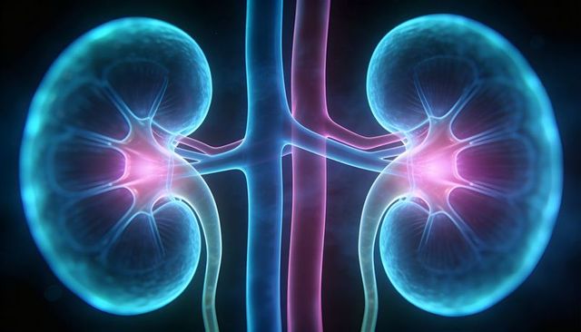 Glowing 3D Kidneys with Highlighted Hilum and Vessels for Medical Education and Nephrology