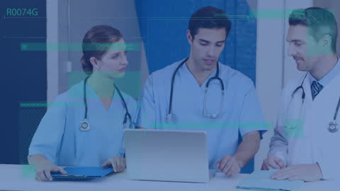 Team of Doctors Analyzing Digital Data Interface in Clinic