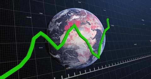 Digital Data Processing with Rising Global Trend Line on Earth - Download Free Stock Images Pikwizard.com