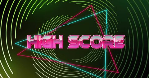 Retro neon high score game interface graphic