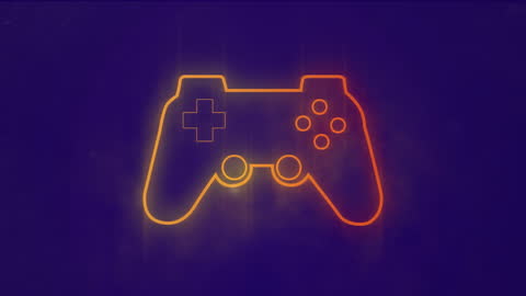 Neon Gamepad Animation on Blue Background