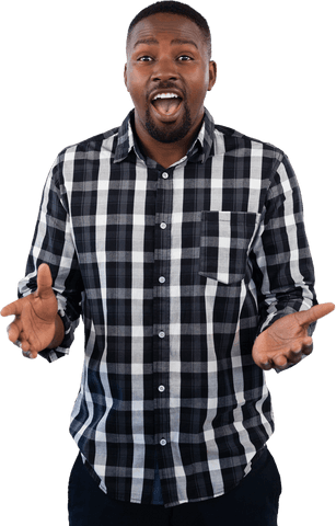 surprised expression of young male wearing black and white plaid - Download Free Stock Videos Pikwizard.com