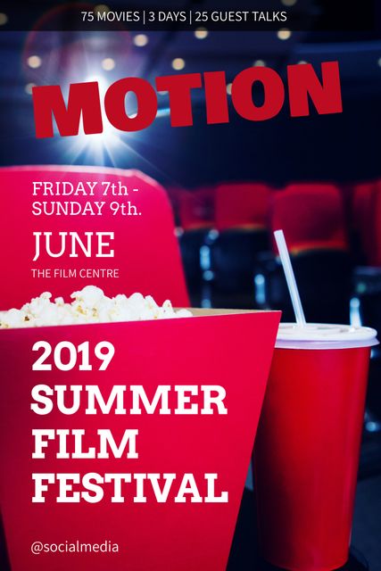 Bright Summer Film Festival 2019 Poster with Popcorn and Drink - Download Free Stock Templates Pikwizard.com