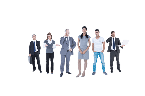 Diverse group of professionals transparent background
