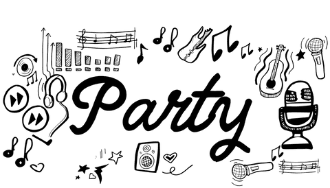 Festive Party Text Illustration on Transparent Background