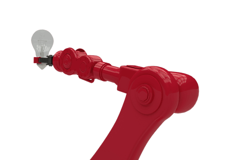 Transparent Red Robotic Arm Holding a Light Bulb - Download Free Stock Videos Pikwizard.com