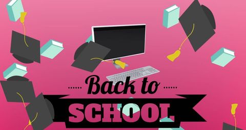 Back to school concept with books and graduation hats