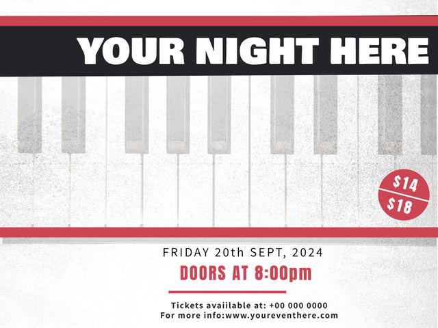 Promotional Flyer for Live Music Event with Piano Keys Background - Download Free Stock Templates Pikwizard.com