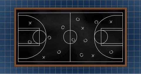 Basketball Tactics Chalkboard Game Plan with Blue Background