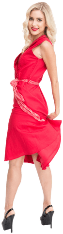 Stylish woman in red dress on transparent background
