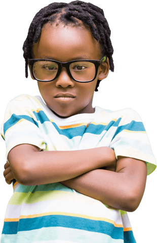 Confident Child with Glasses Crossing Arms Transparent Background - Download Free Stock Videos Pikwizard.com
