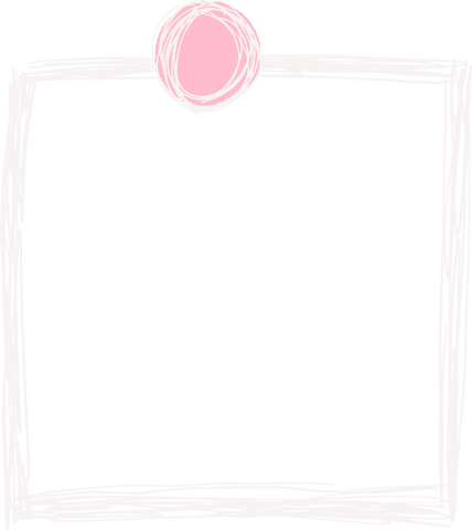 Hand-drawn square frame with pink circle on transparent background