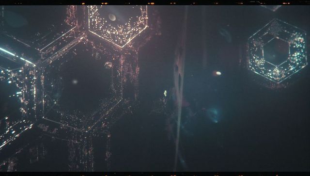 Futuristic Hexagonal Structure in Dark Void with Glow