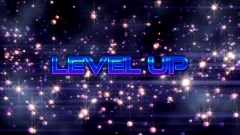 Colorful Neon Lights and Level Up Message Background