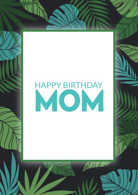 Vibrant Birthday Card for Mom with Leaf Graphic - Download Free Stock Templates Pikwizard.com