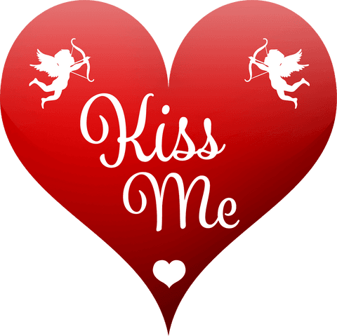 kiss me text with cupids on red heart transparent illustration - Download Free Stock Videos Pikwizard.com