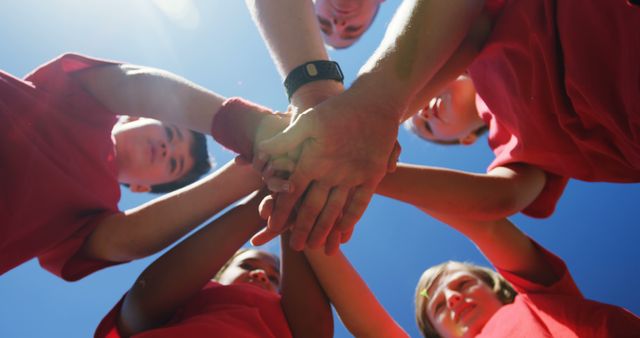 Group of Children Huddling Together Outdoors on Clear Day - Download Free Stock Images Pikwizard.com