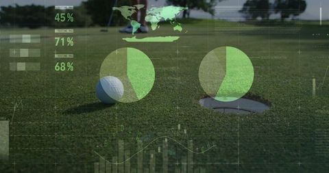Golf putting with data visualization on green field
