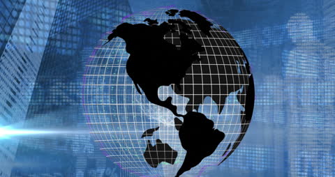 Digital Globe with Financial Data Processing Overlay