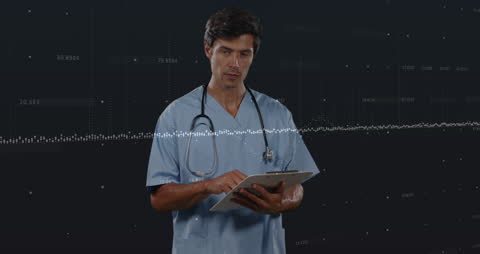 Male Doctor Analyzing Digital Medical Data Advanced Technology